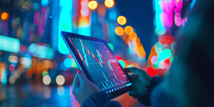 Investor analysiert BYD-Aktienkurs auf Tablet