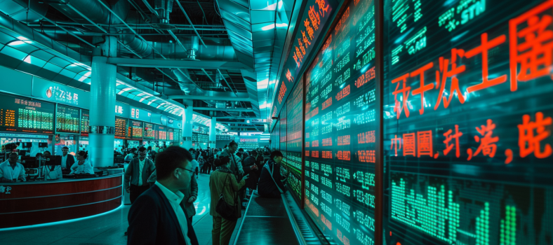 Händler an der Börse mit Alibaba-Aktie im Hintergrund