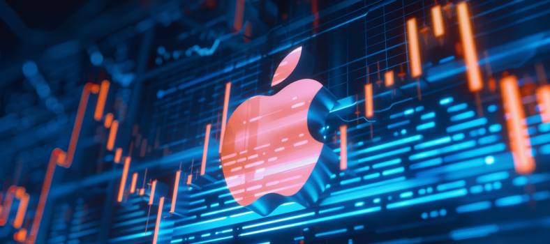 Aufwärtstrend-Aktienchart mit Apple-Logo