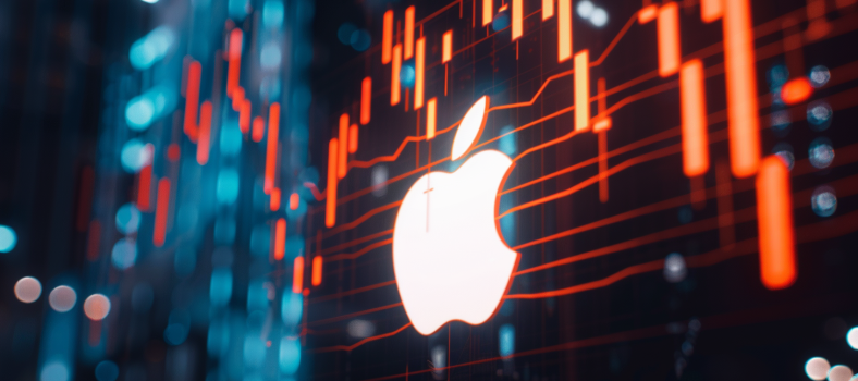 Aufwärtstrend-Aktienchart mit Apple-Logo