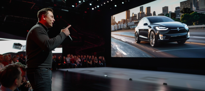 Elon Musk bei Fahrzeugpräsentation
