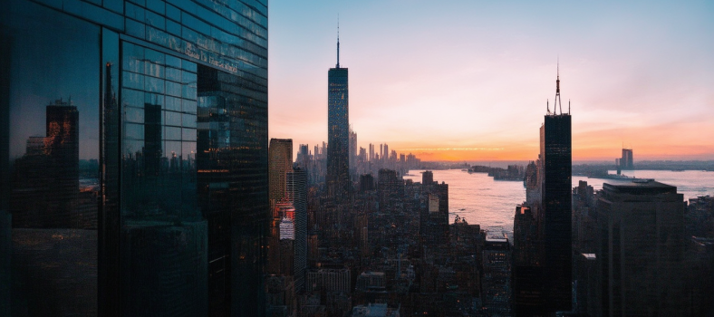 Sonnenuntergang über Finanzviertel