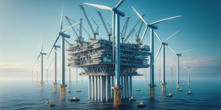 Offshore-Windkraftwerk von Siemens Energy im Bau