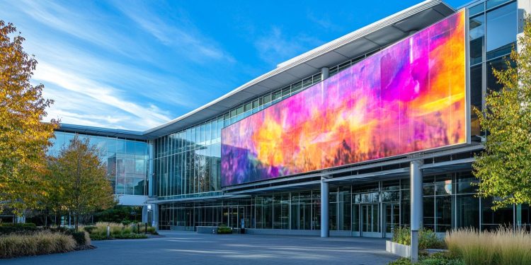 Das Biogen-Firmengebäude mit einem großen Banner zum Alzheimer-Durchbruch