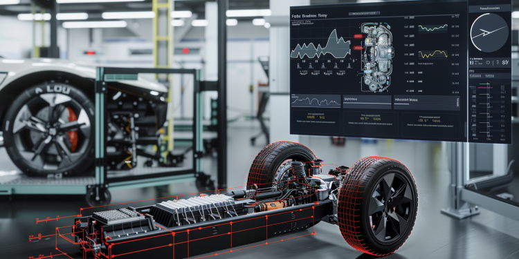 Zweiteiliges Bild mit Nikola-Aktienkurs und Elektromotor-Schema