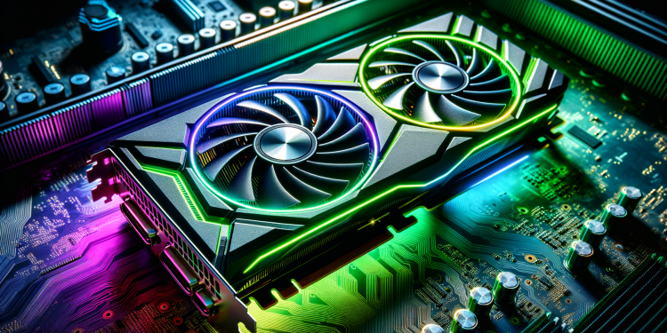 Eine Nahaufnahme einer Nvidia-Grafikkarte mit leuchtender RGB-Beleuchtung