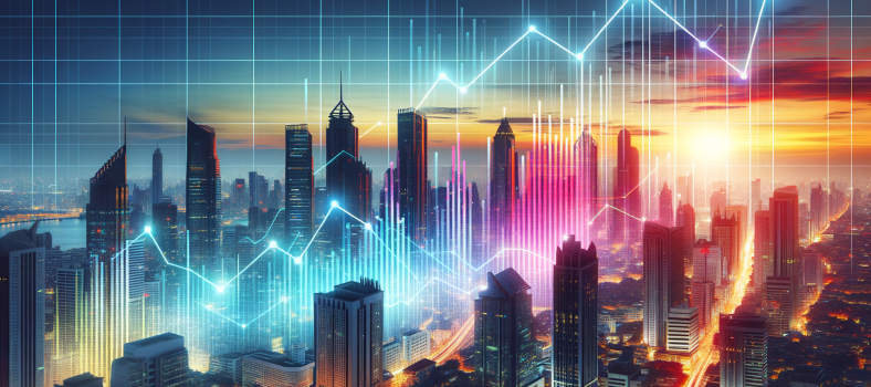 Digitales Diagramm mit dramatischem Anstieg