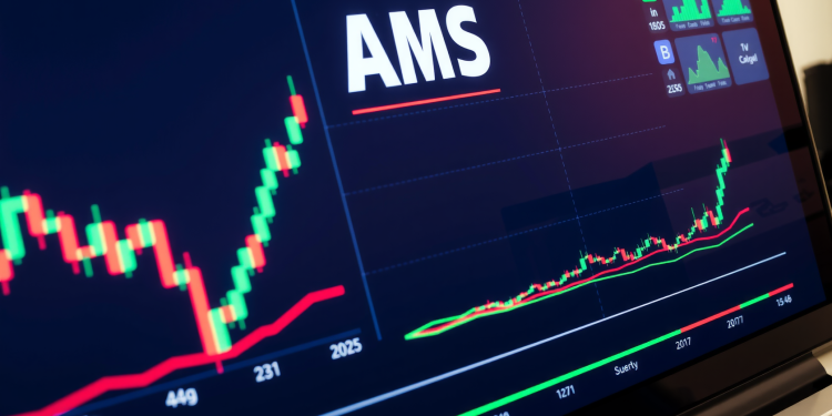 Handelsscreen mit AMS-Aktienkurven