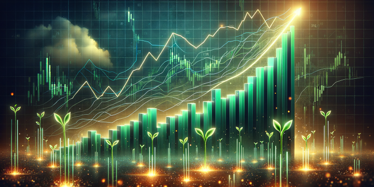 Steigender Aktienchart mit grünen Balken