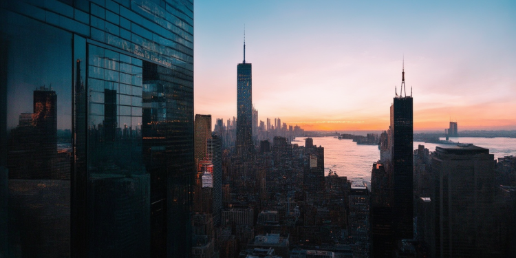 Sonnenuntergang über Finanzviertel