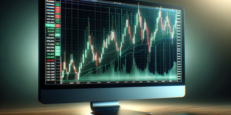 Detailansicht eines Kerzendiagramms auf einem Computerbildschirm