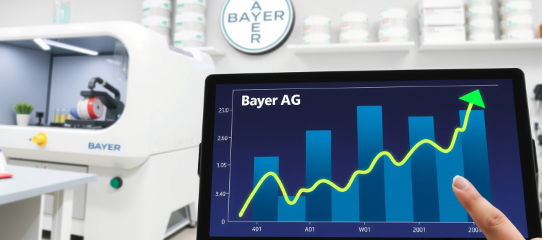 Aktienchart mit Bayer-Performance und Labor