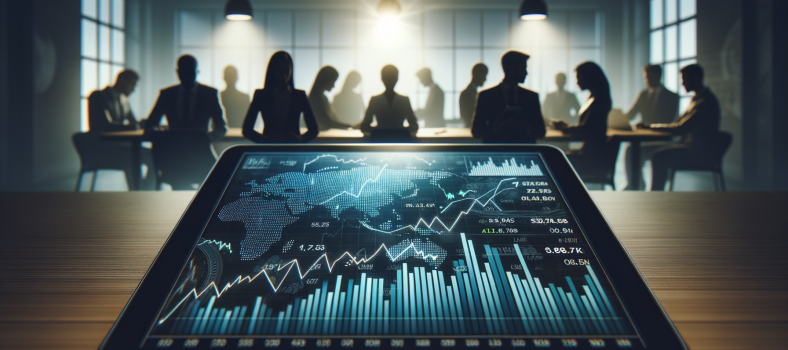 Nahaufnahme eines Finanzcharts auf einem Tablet