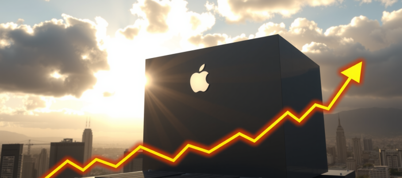 Apple-Hauptquartier mit Aktiencharts