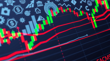 Digitale Chart mit Markttrends und abstrakten Wirtschaftssymbolen.