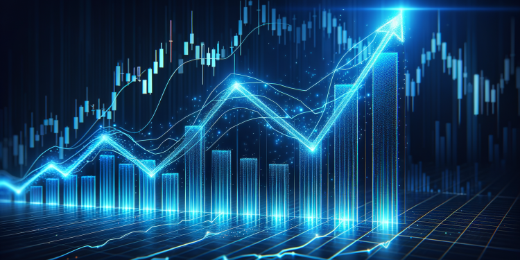 Aufwärts gerichtetes Diagramm auf dunklem Hintergrund